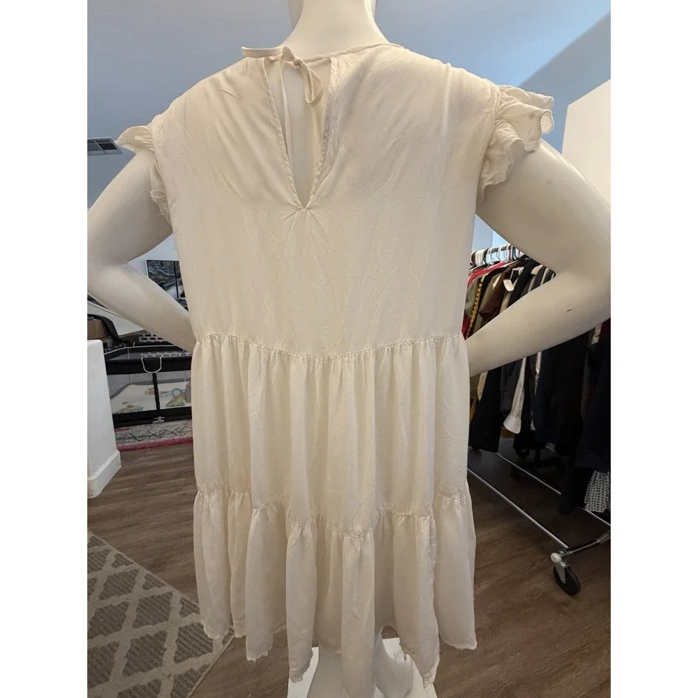 Aritzia Wilfred Sidonie Mini Dress Size L Babydoll Tiered Prairie Peasant Ruffle